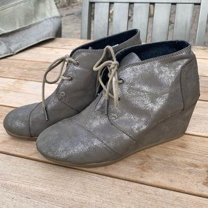 TOMS Pewter Desert Wedge Boot